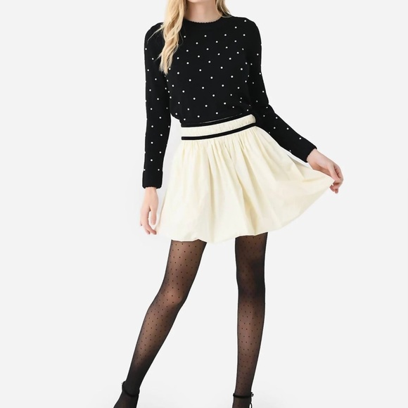 NWT HUNTER BELL Ivory Taffeta Bubble Hem Mini Skirt Size 6 Balletcore! - Picture 1 of 3